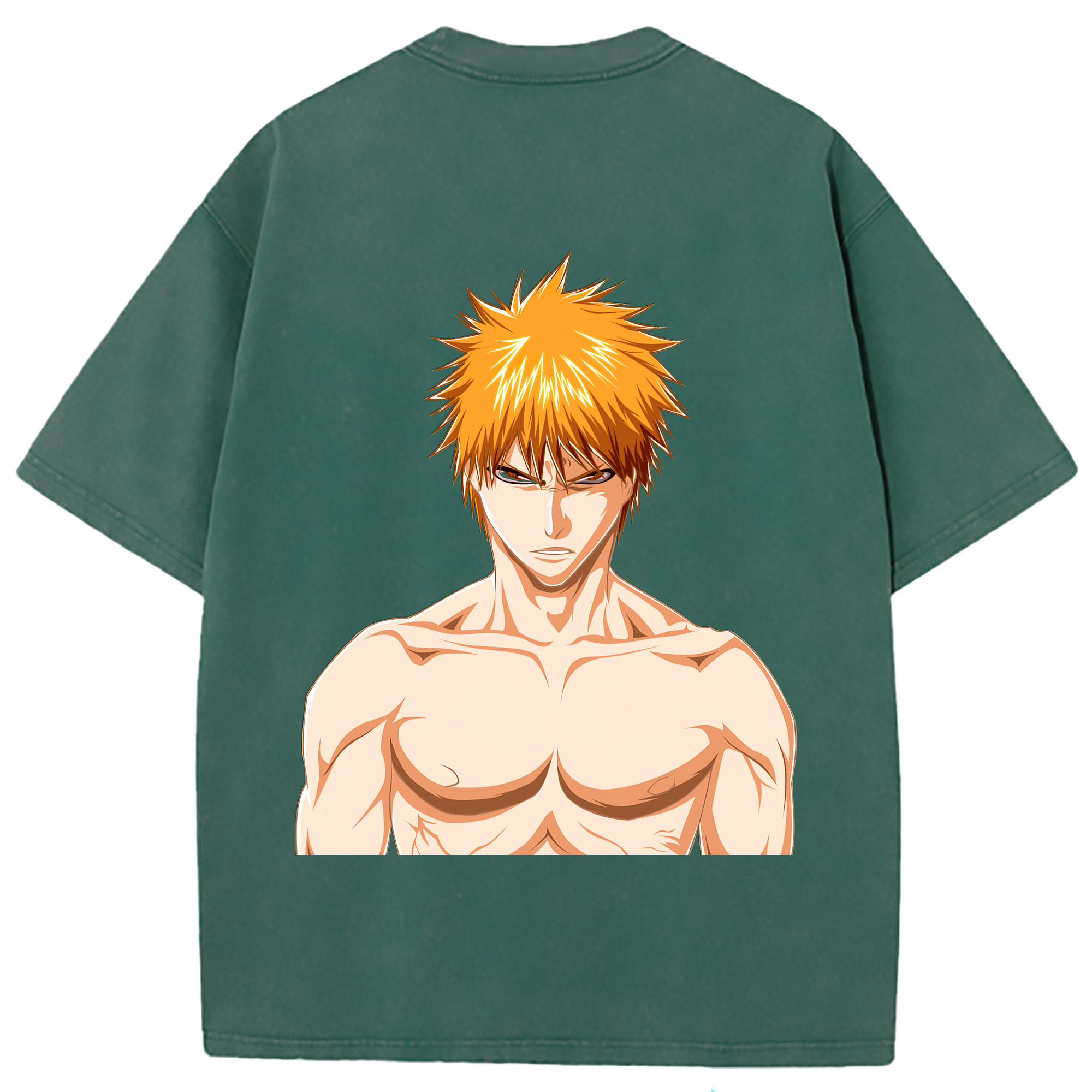 （画像用） ブリーチ 黒崎一護（くろさき いちご）BLEACH Kurosaki Ichigo 綿100% ヴィンテージ風 半袖Tシャツ（背面プリント）